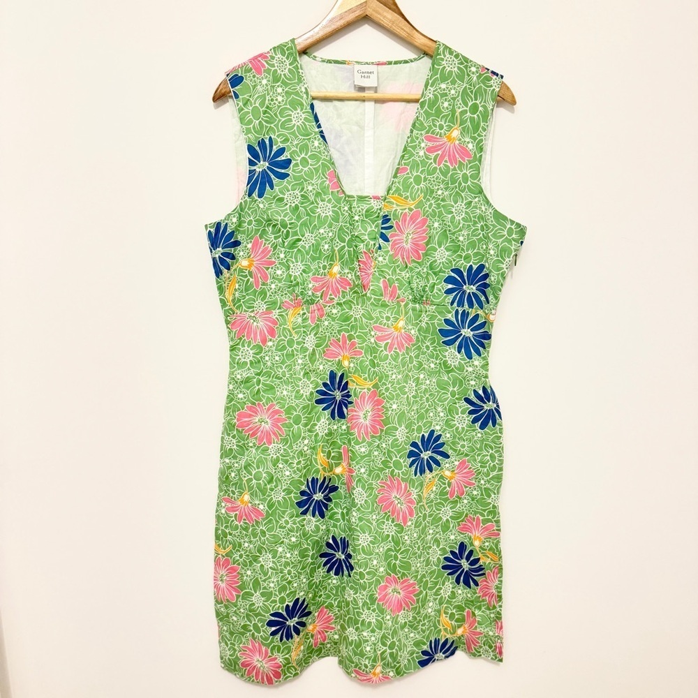 Garnet Hill Floral Midi Sleeveless Dress Size 14 Women’s Tropical Vacation